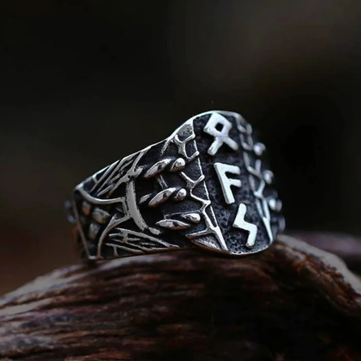 Anillo Vikingo Runas Nórdicas Unisex, Acero Inoxidable 2