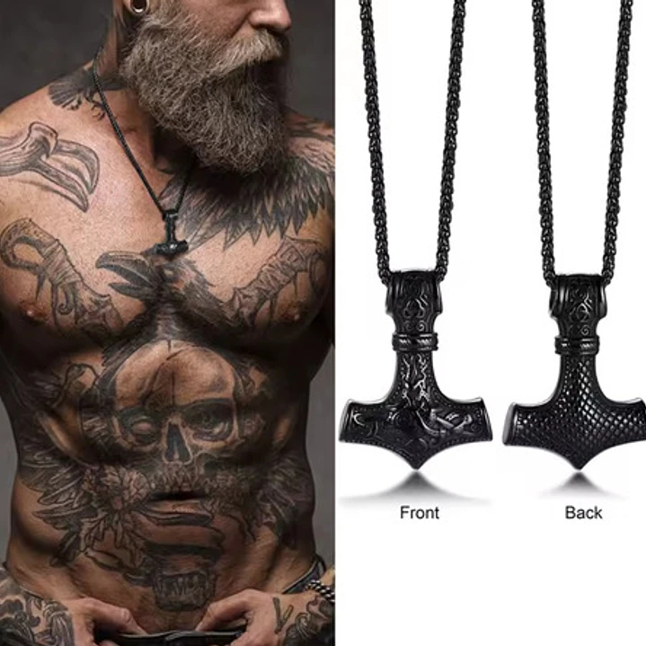 Collar Martillo De Thor Acero Inoxidable Hombre 5