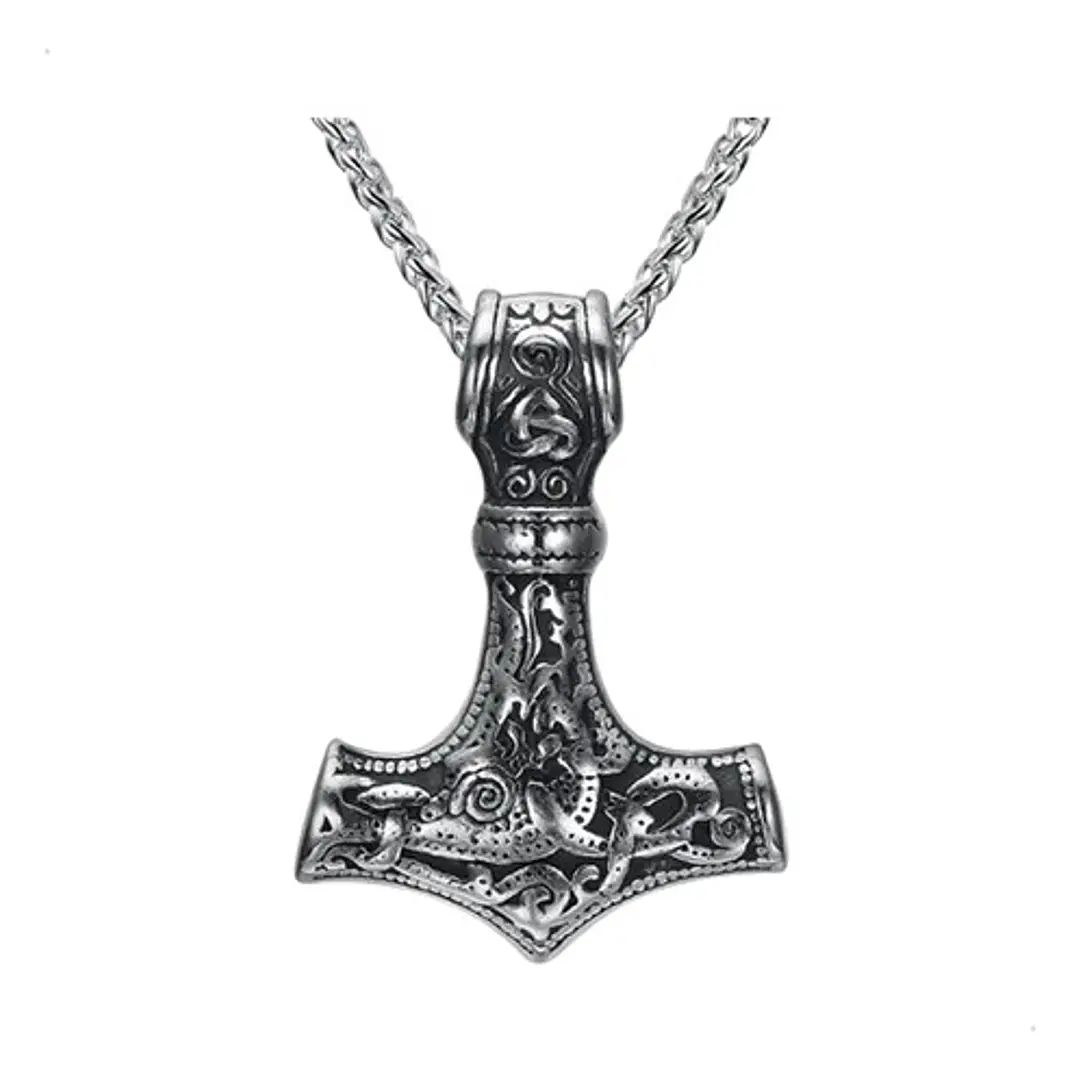 Collar Martillo De Thor Acero Inoxidable Hombre 8