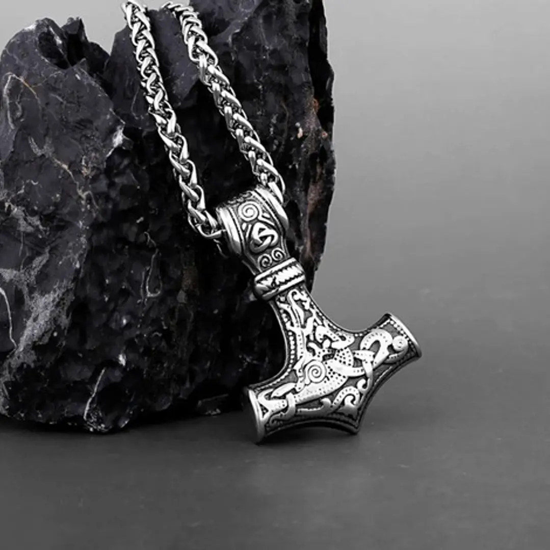Collar Martillo De Thor Acero Inoxidable Hombre 10