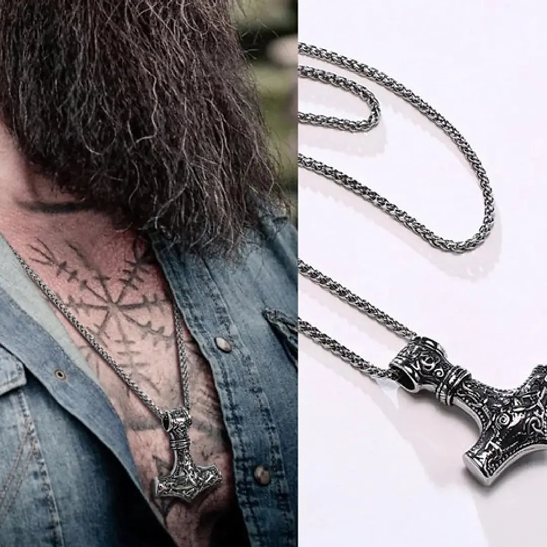 Collar Martillo De Thor Acero Inoxidable Hombre 11