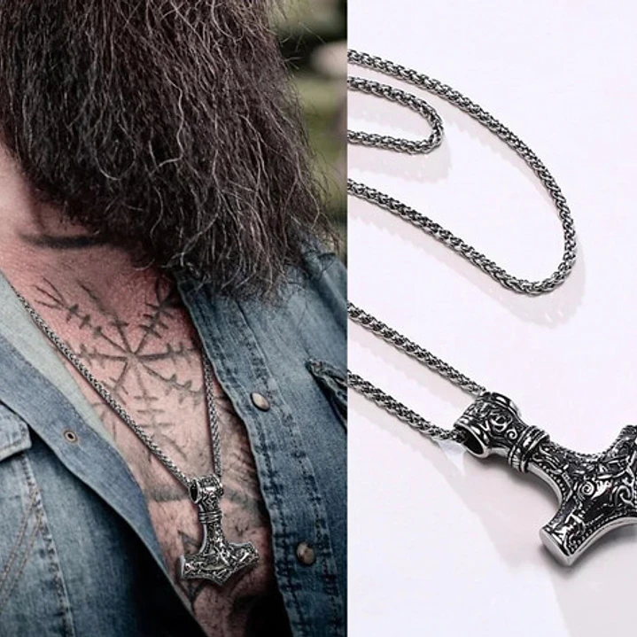 Collar Martillo De Thor Acero Inoxidable Hombre 11