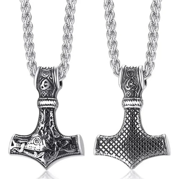 Collar Martillo De Thor Acero Inoxidable Hombre 13