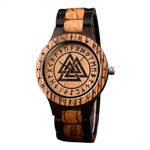 Reloj Vikingo Valknut Hombre, Madera De Bambú
