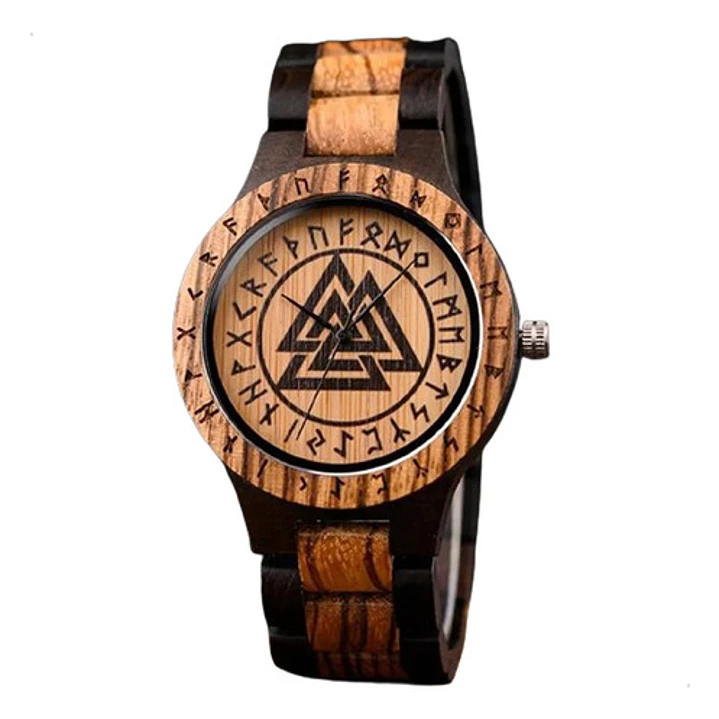 Reloj Vikingo Valknut Hombre, Madera De Bambú 1