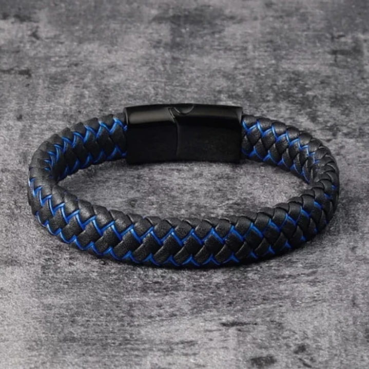 Pulsera Cuero Hombre Bicolor, Con Cierre Magnético 6