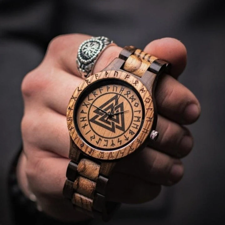 Reloj Vikingo Valknut Hombre, Madera De Bambú 6