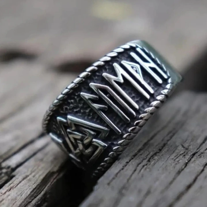 Anillo Vikingo Valknut - Runas, Acero Inoxidable, Hombre 4