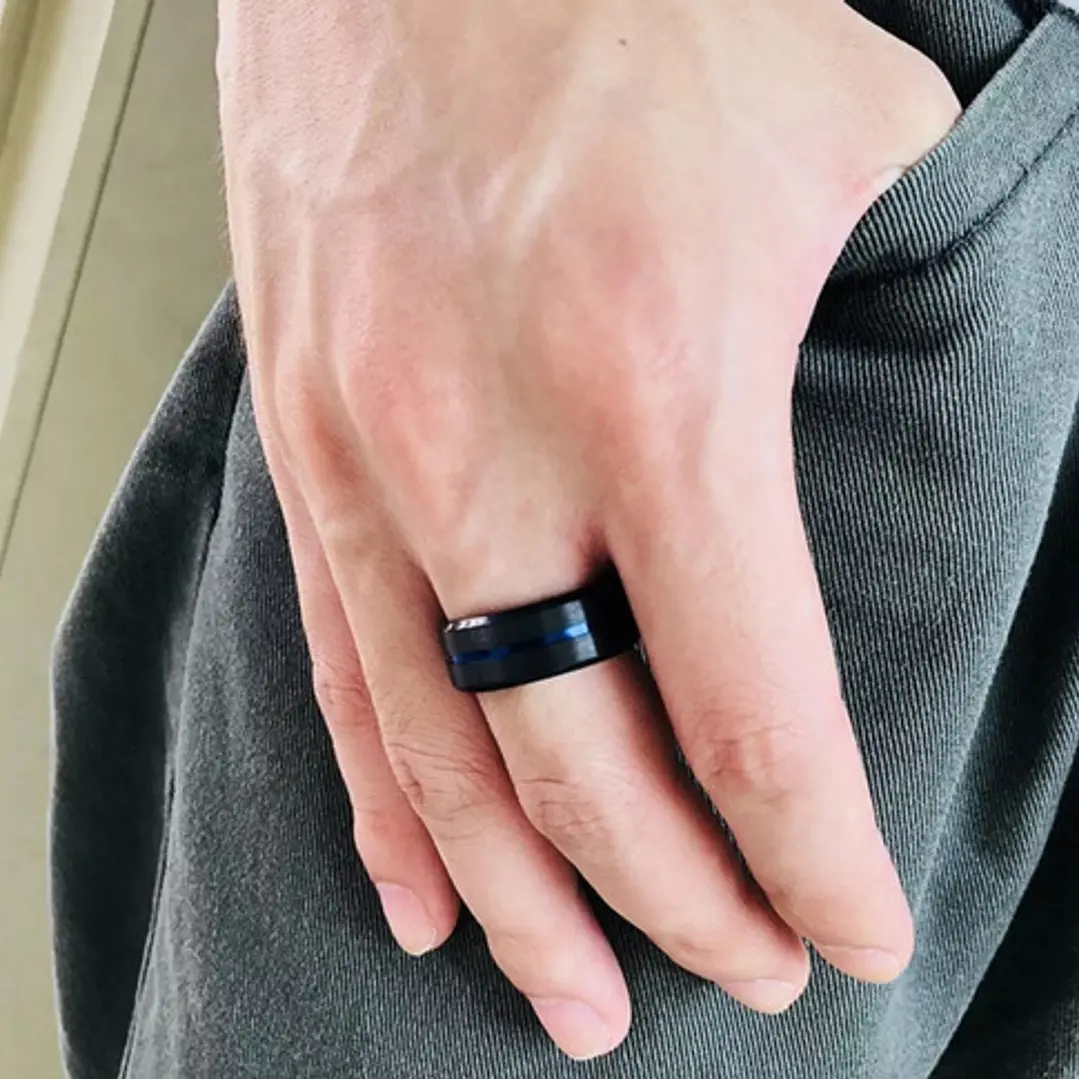 Anillo Black And Blue, Acero Inoxidable, Hombre 4