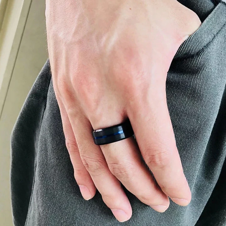 Anillo Black And Blue, Acero Inoxidable, Hombre 4
