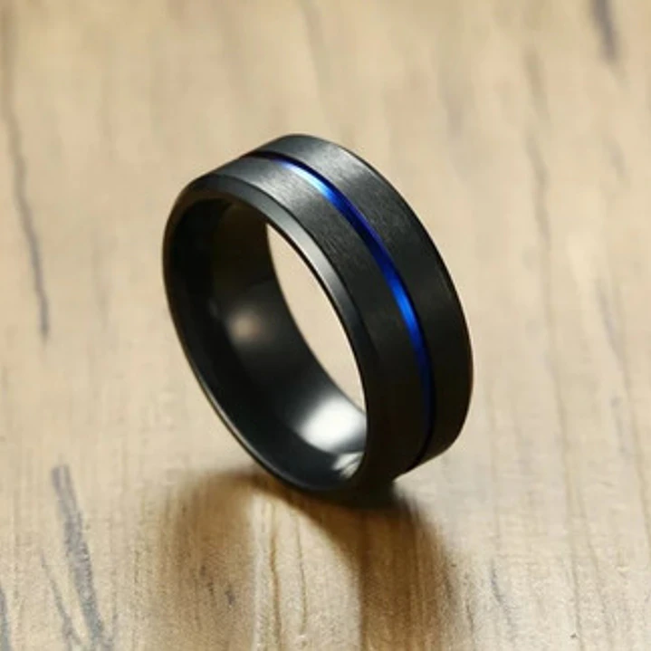 Anillo Black And Blue, Acero Inoxidable, Hombre 3