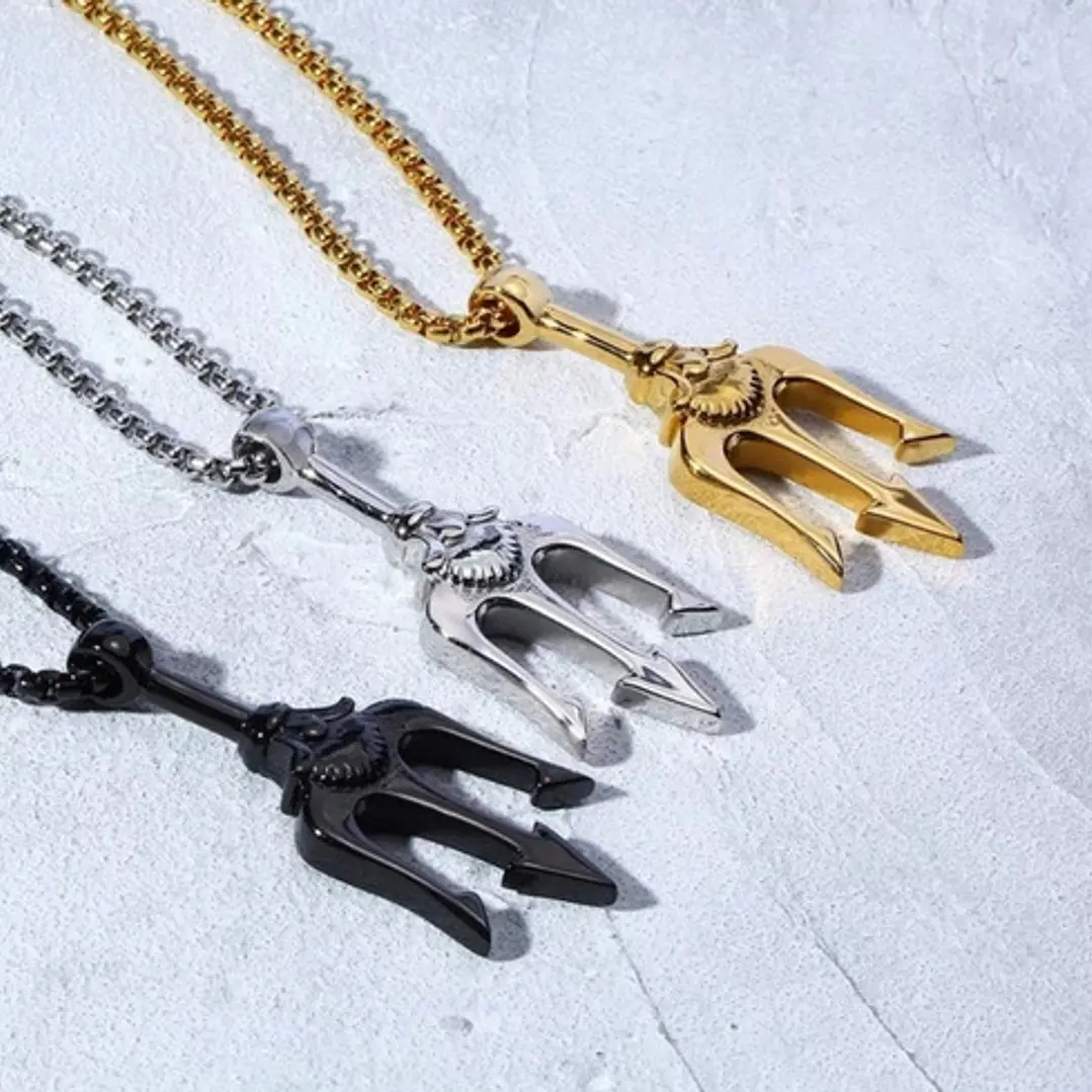 Collar Tridente, Acero Inoxidable, Hombre 4