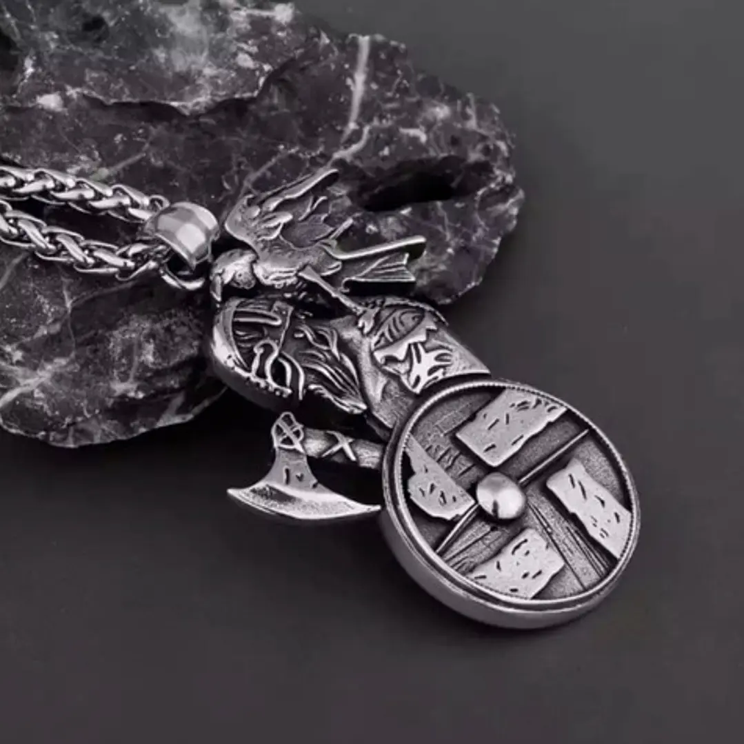 Collar Guerrero Vikingo, Acero Inoxidable, Hombre 4