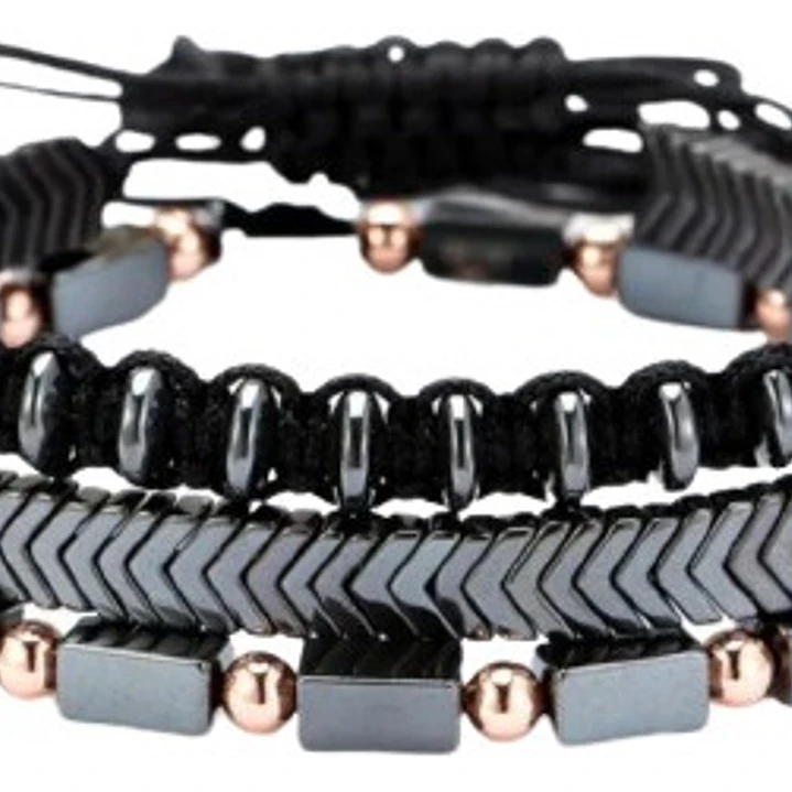 Set De 3 Pulseras Hematita Con Macramé, Hombre O Mujer 1
