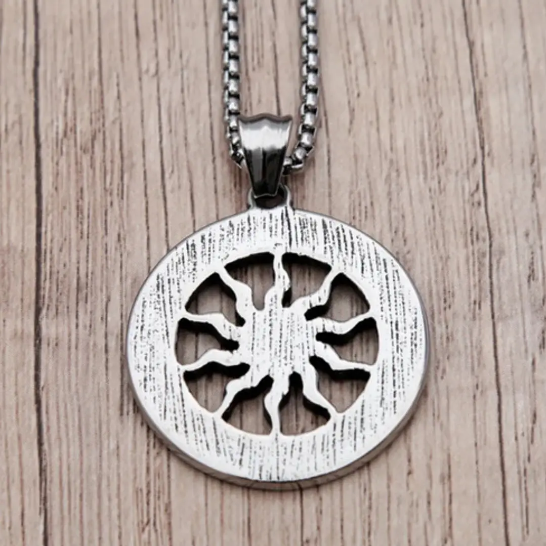 Collar Vikingo Sol Y Runas, Acero Quirúrgico, Hombre Mujer 6