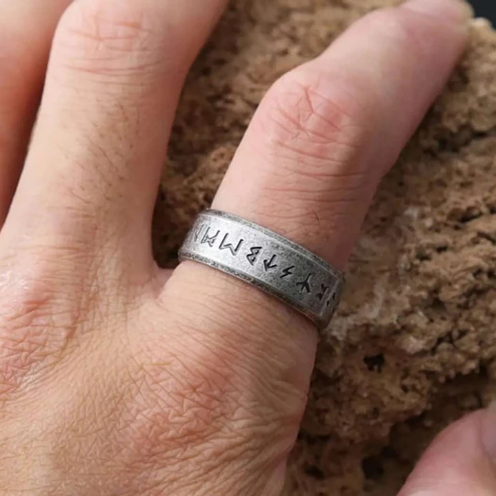 Anillo Vikingo Runas Estilo Vintage, Acero Inoxidable Unisex 2