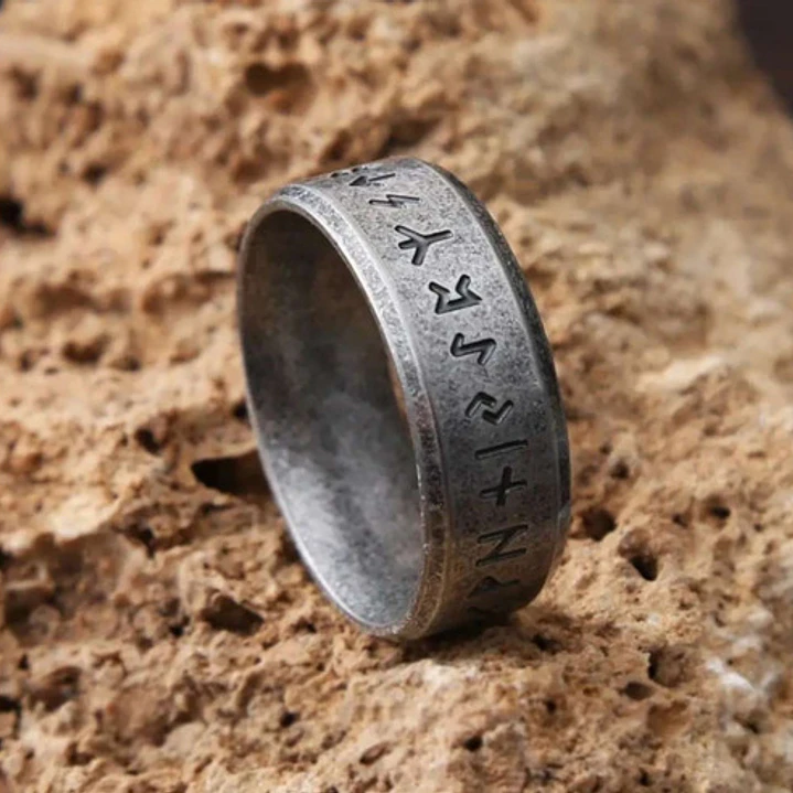 Anillo Vikingo Runas Estilo Vintage, Acero Inoxidable Unisex 4