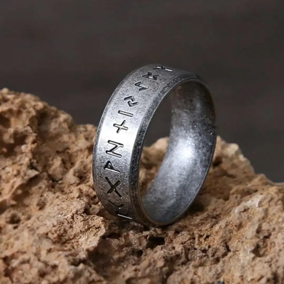 Anillo Vikingo Runas Estilo Vintage, Acero Inoxidable Unisex 5