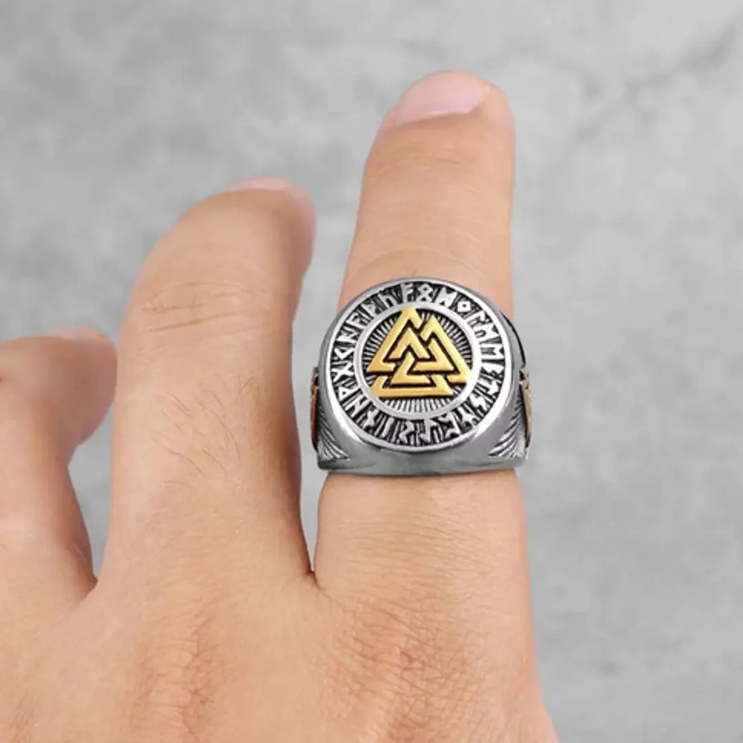 Anillo Vikingo Valknut, Acero Inoxidable, Hombre 2