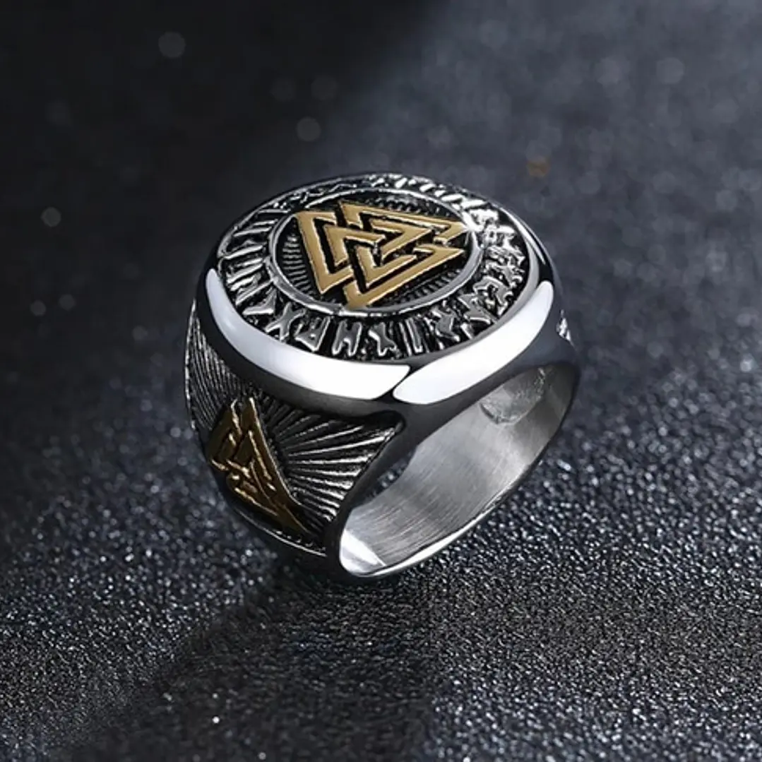 Anillo Vikingo Valknut, Acero Inoxidable, Hombre 3