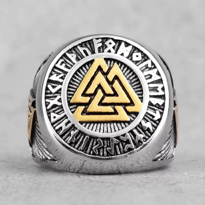 Anillo Vikingo Valknut, Acero Inoxidable, Hombre 4