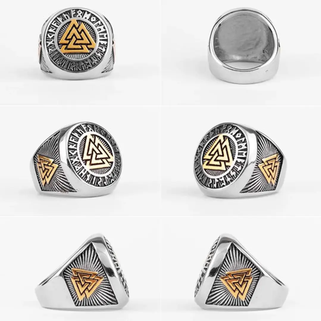 Anillo Vikingo Valknut, Acero Inoxidable, Hombre 5