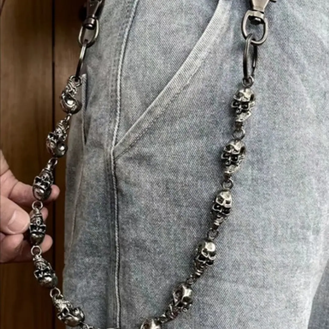 Cadena De Pantalón Cráneos, Acero Inoxidable, Hombre 2
