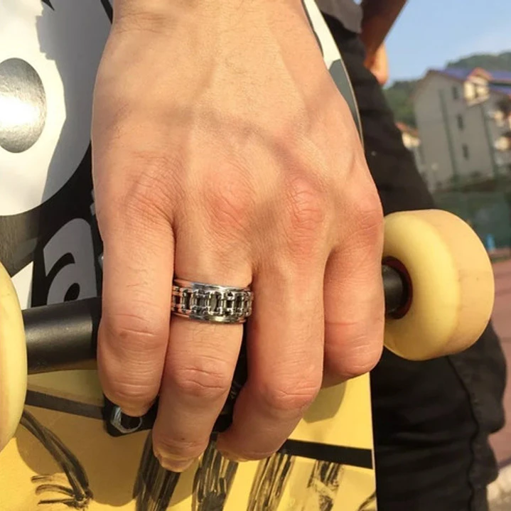 Anillo Antiestrés Con Spinner Giratorio, Acero Inoxidable 2