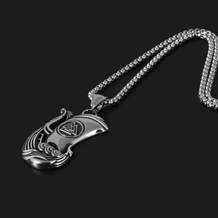 Collar Vikingo Drakkar-valknut, Acero Inoxidable, Hombre 3