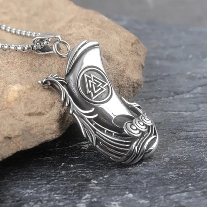 Collar Vikingo Drakkar-valknut, Acero Inoxidable, Hombre 4