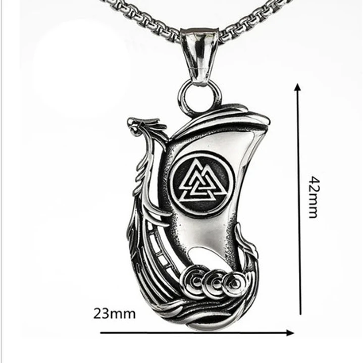 Collar Vikingo Drakkar-valknut, Acero Inoxidable, Hombre 6