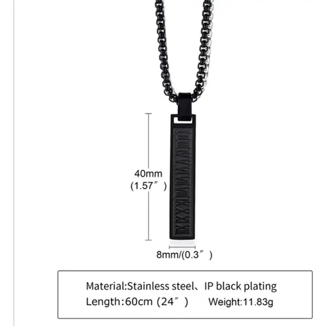Collar Romano Minimalista, Acero Inoxidable, Hombre 4