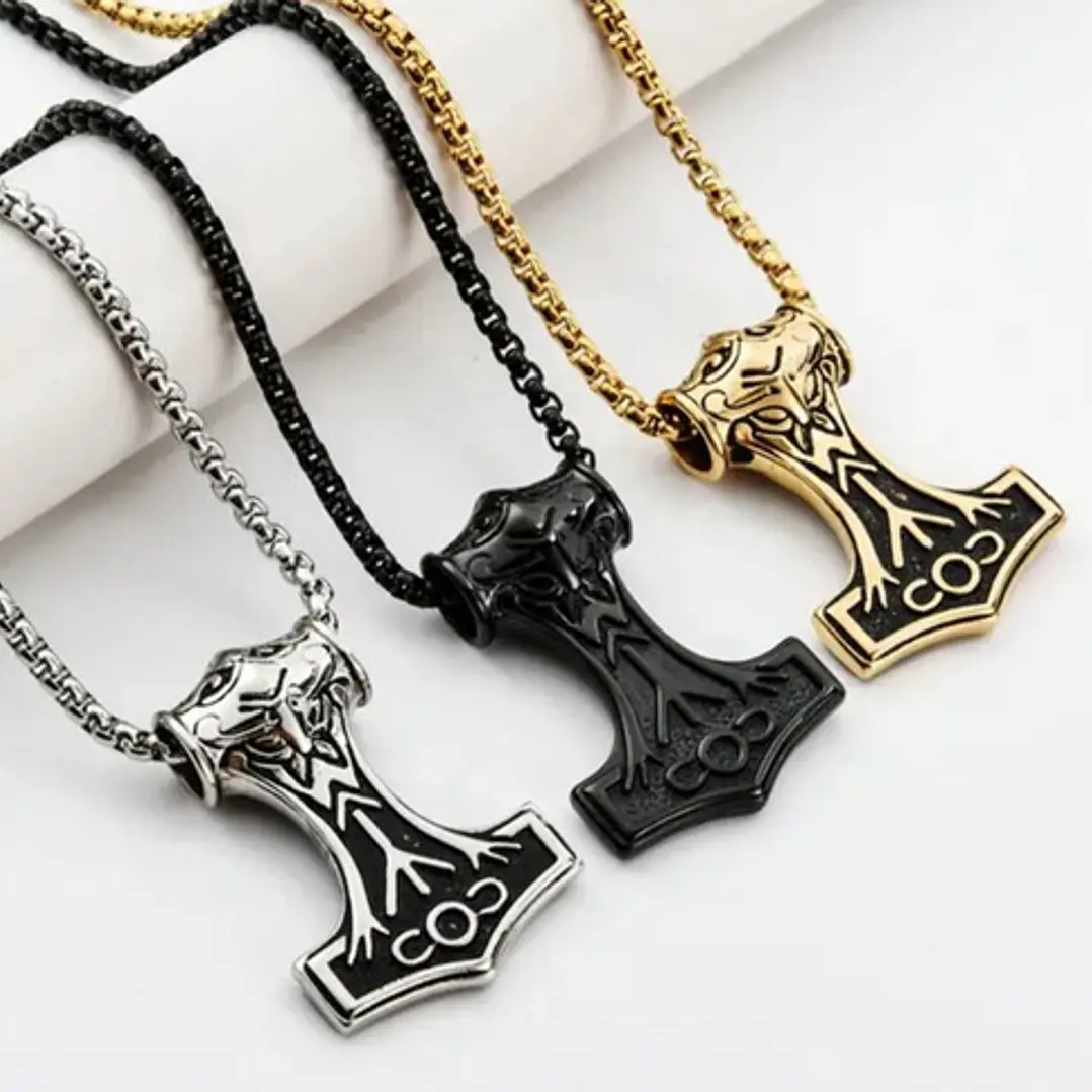Collar Vikingo Mjölnir, Acero Inoxidable, Hombre 5