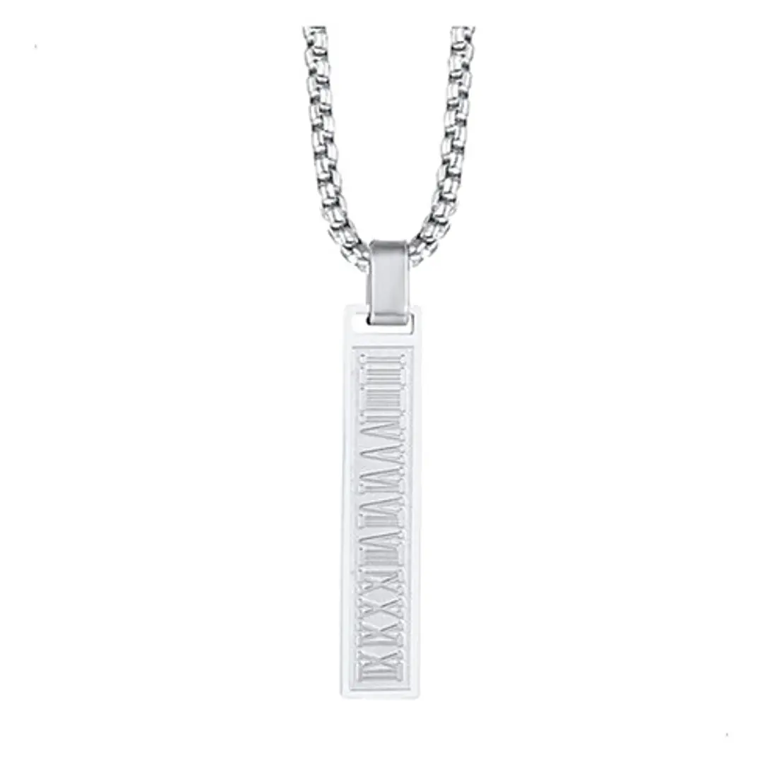 Collar Romano Minimalista, Acero Inoxidable, Hombre 5