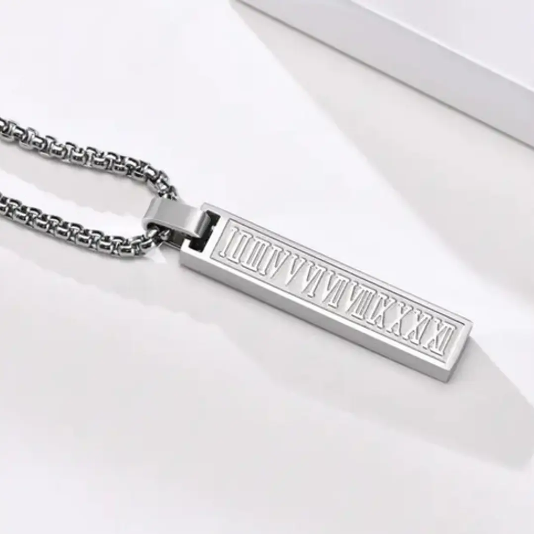 Collar Romano Minimalista, Acero Inoxidable, Hombre 6