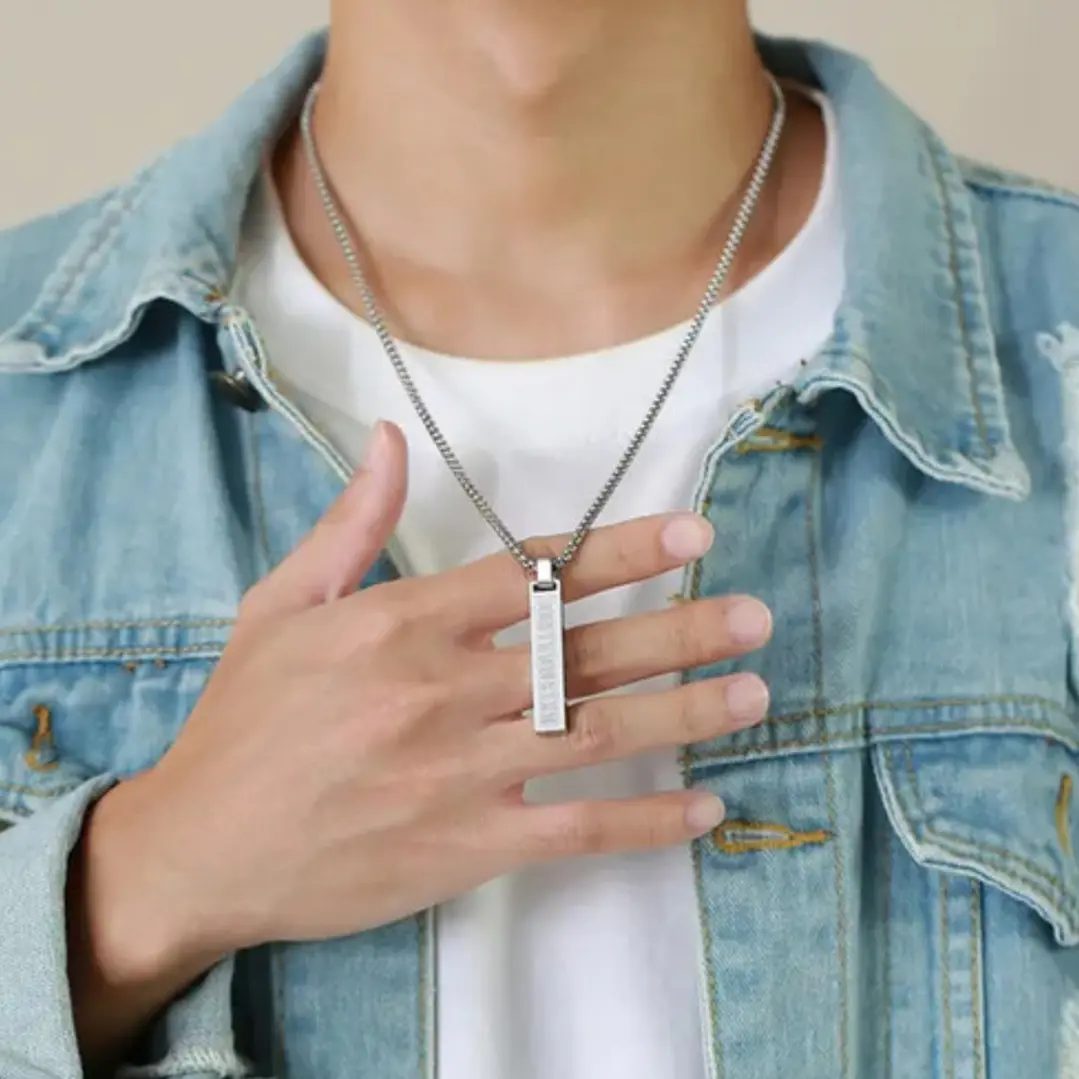 Collar Romano Minimalista, Acero Inoxidable, Hombre 7