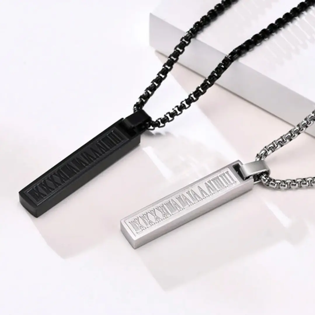 Collar Romano Minimalista, Acero Inoxidable, Hombre 9