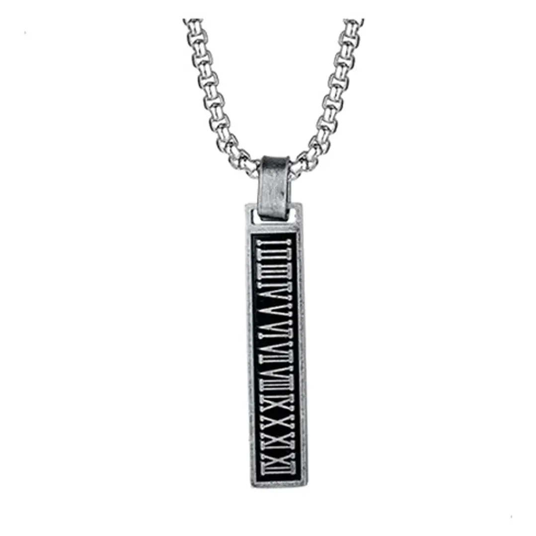 Collar Romano Minimalista, Acero Inoxidable, Hombre 10