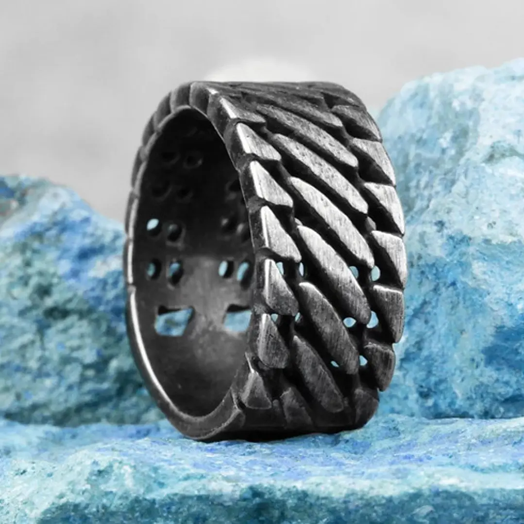 Anillo Vikingo Athelstan, Acero Inoxidable Vintage 2