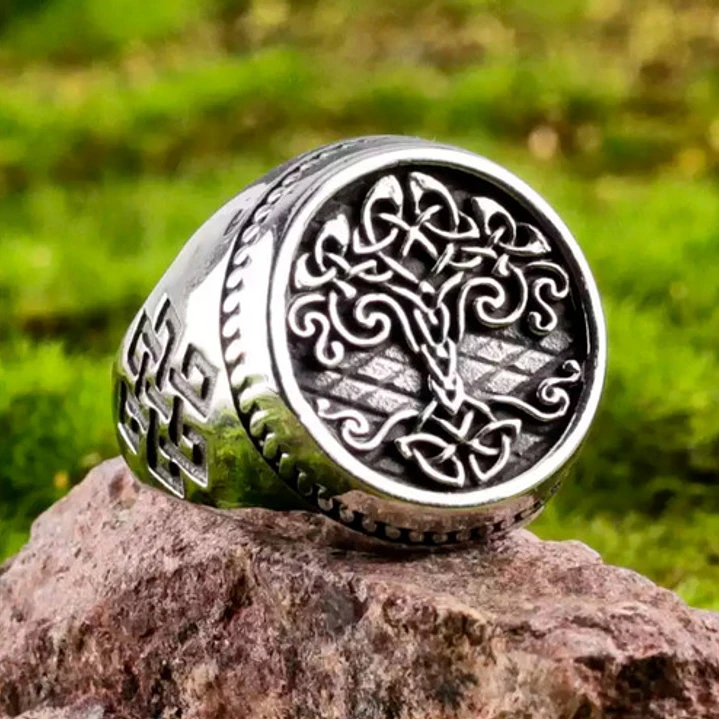 Anillo Vikingo Yggdrasil, Acero Inoxidable, Hombre 3