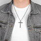 Collar Cruz Redonda Tallada, Acero Quirúrgico, Moda Hombre - Miniatura 7