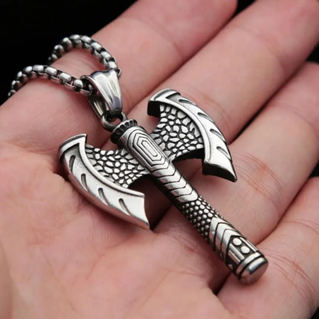 Collar Vikingo Hacha, Acero Quirúrgico, Hombre 2