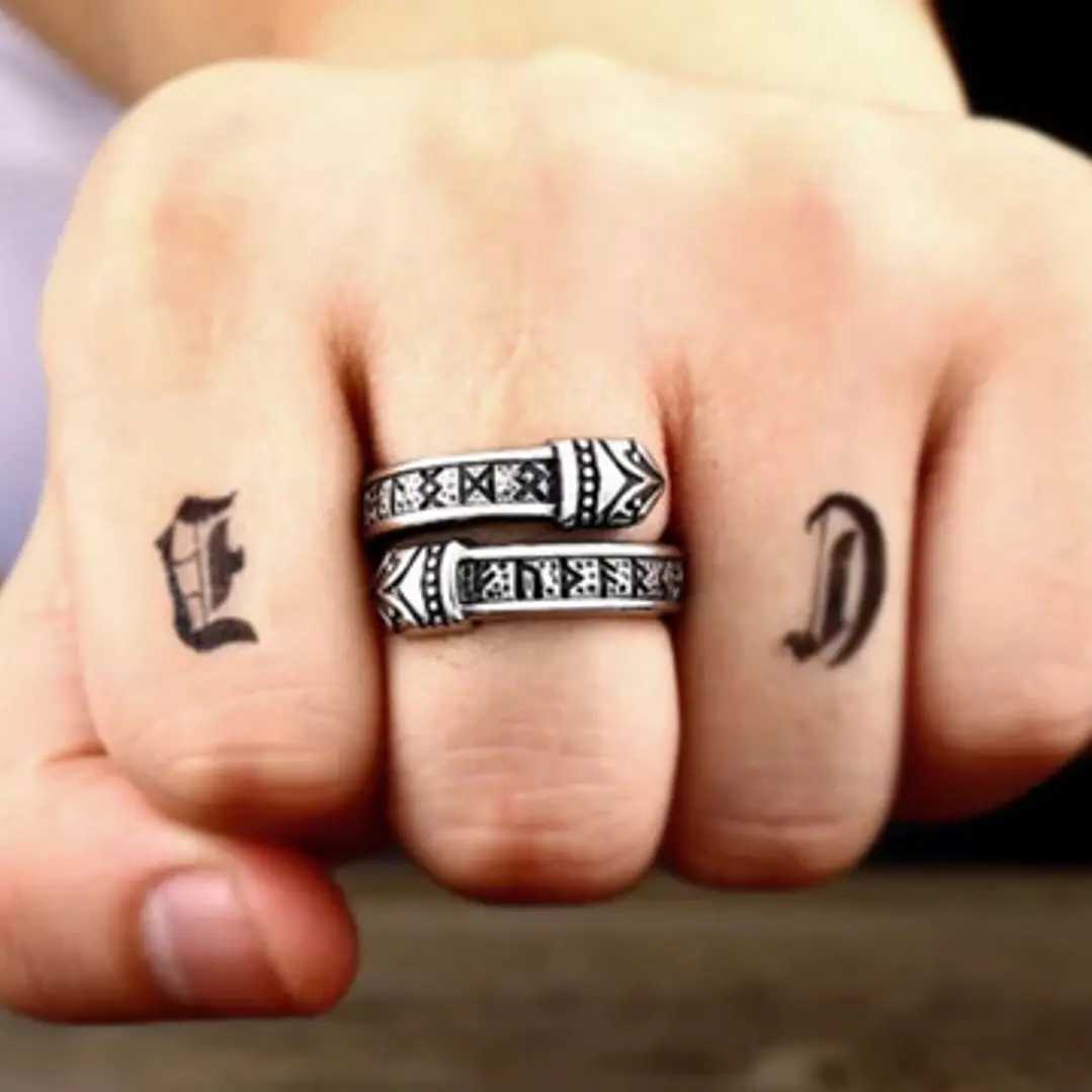 Anillo Vikingo Dragón Runas Nórdicas, Acero Inoxidable 3