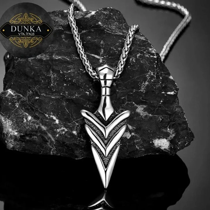 Collar Vikingo Punta De Lanza, Acero Inox., Hombre 2