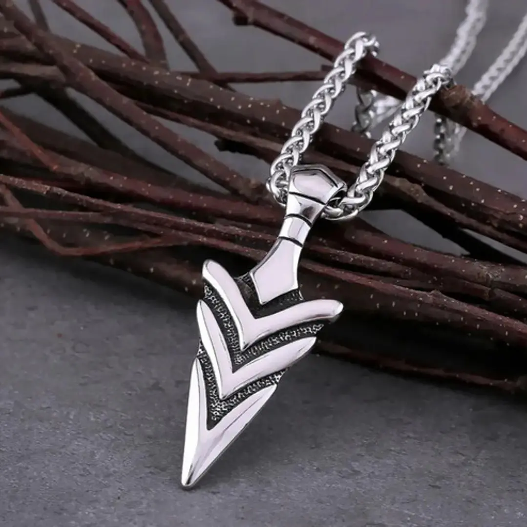 Collar Vikingo Punta De Lanza, Acero Inox., Hombre 3
