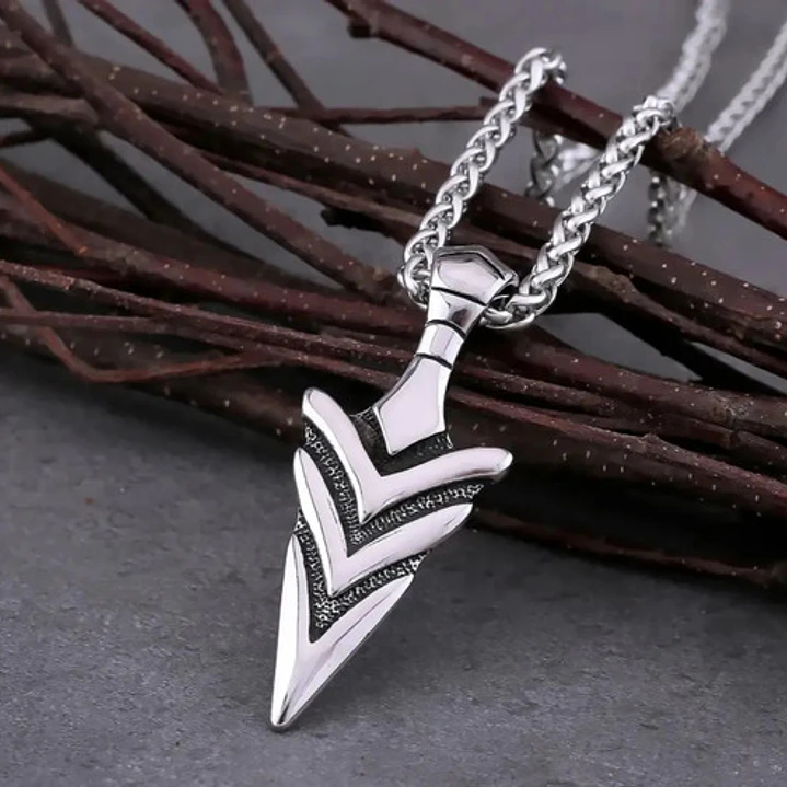 Collar Vikingo Punta De Lanza, Acero Inox., Hombre 3