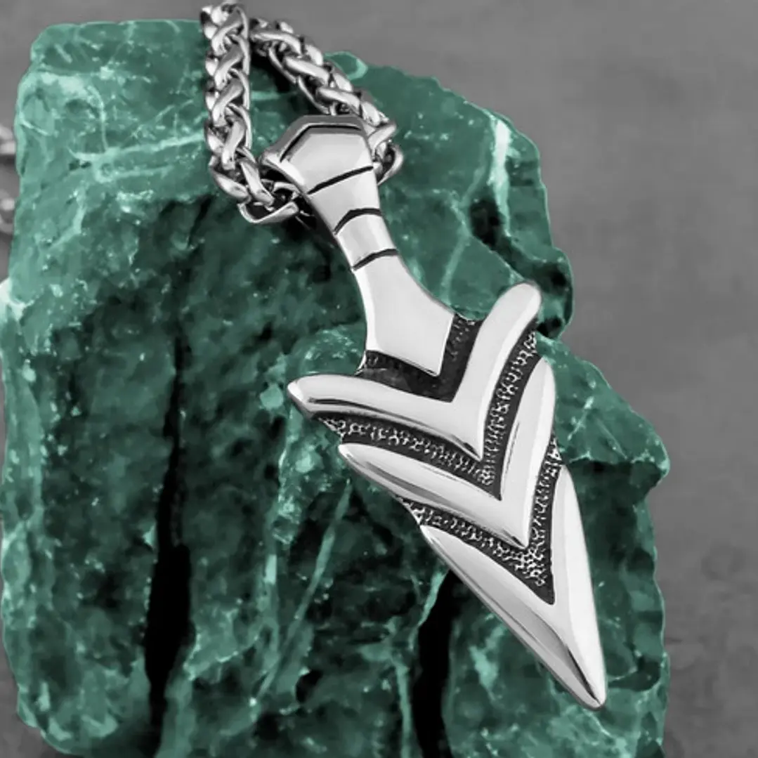 Collar Vikingo Punta De Lanza, Acero Inox., Hombre 4