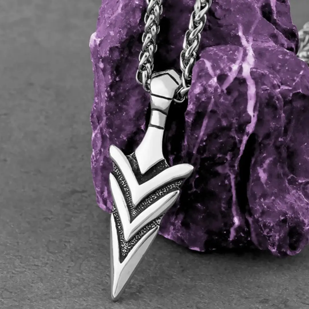 Collar Vikingo Punta De Lanza, Acero Inox., Hombre 5