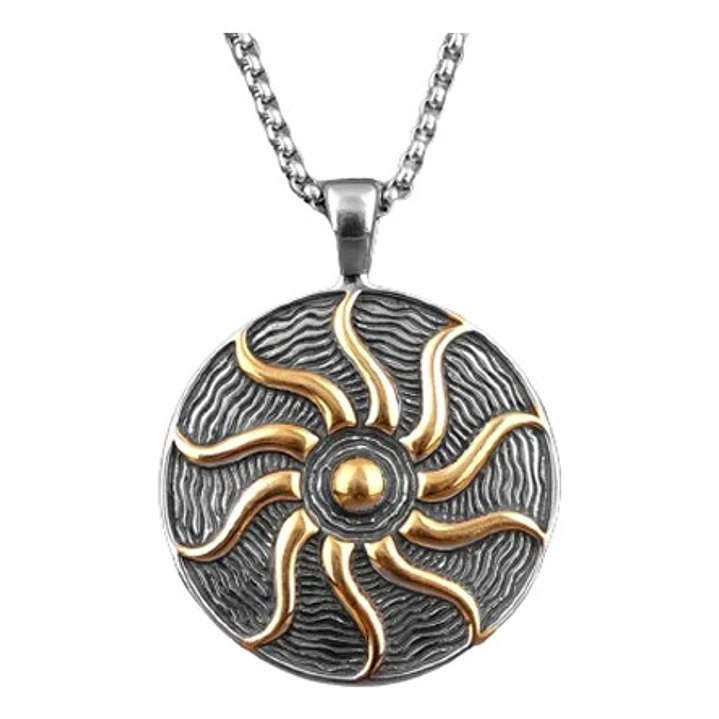 Collar Medallón Sol, Acero Inoxidable, Hombre Mujer 1
