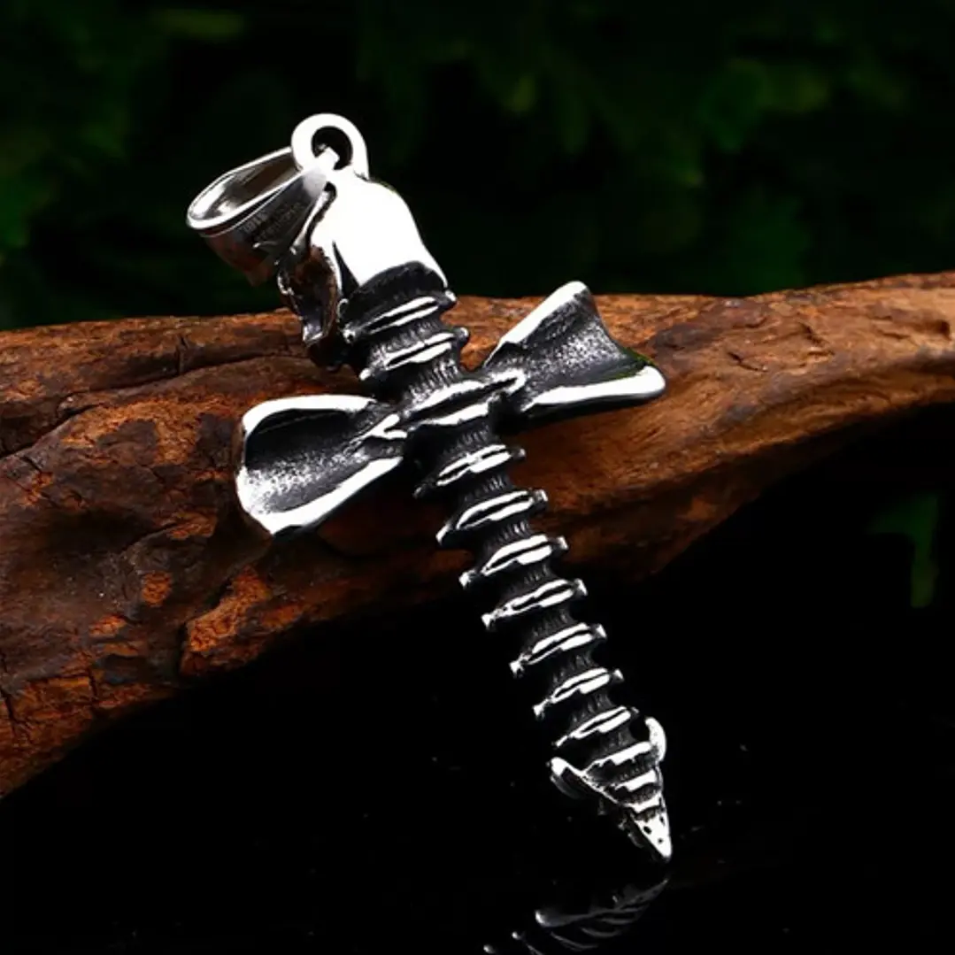 Collar Calavera Cruz, Acero Inoxidable, Hombre 3